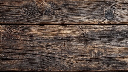 Obraz premium Close-up of an aged wooden surface displaying intricate textures and grain patterns. The natural lighting highlights its rustic charm and character.