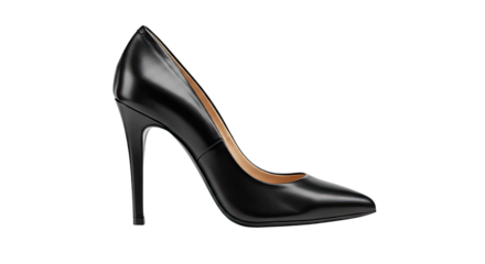 Elegant Black Leather HighHeeled Pump Shoe.