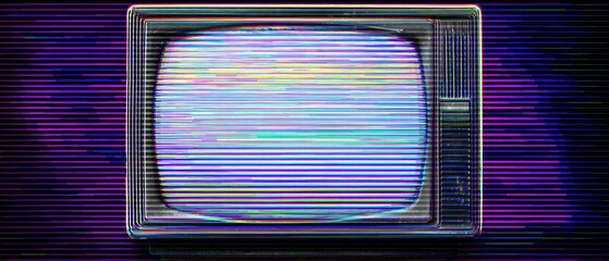 Vintage TV with distorted static