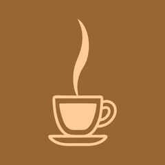 Obraz premium Steaming Coffee Cup Icon A Warm Beverage in a Brown Mug with Creamy 