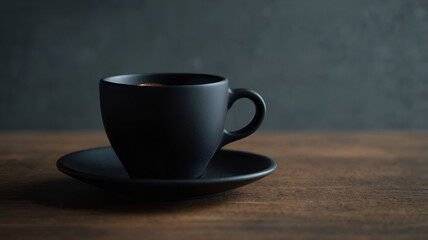 Fototapeta premium Minimalist matte black espresso cup