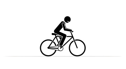 Obraz premium Black Stick Figure Riding a Bicycle Illustration.