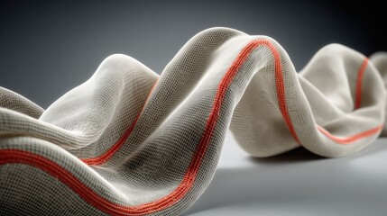 Fabric curves, textured, orange line