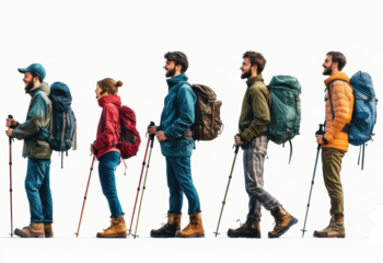 Group of hikers standing side by side
