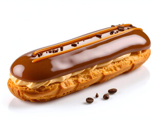 Coffee &Eacute;clair Pastry Caramel Glaze, Creamy Filling