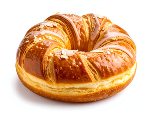 Delicious Cronut Hybrid Flaky Croissant-Doughnut Pastry Delight with Sweet Glaze & Almonds