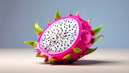 Pink Dragon Fruit Halved with Studio Shot.