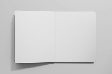 blank textured paper open pages preschool children story education illustration book portrait 8x10 inch letter size rounded corner realistic mockup template isolated 3d render