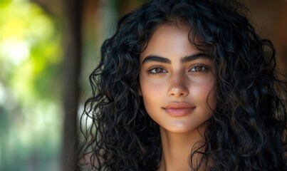 Indian girl with fair skin and black curly hair, celebrating cultural diversity and beauty, Generative AI