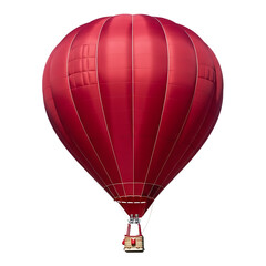 Obraz premium A vibrant red hot air balloon soars against a clear white backdrop, symbolizing adventure, travel, and the joy of flight isolated on transparent background