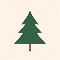 Obraz premium Isolated Green Pine Tree with Triangular Shape on Beige Background