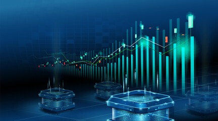 Stock market or digital trading graph in futuristic concept.