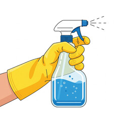 hand with spray bottle