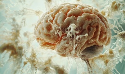 Obraz premium Visualization of the brain in the field of neurology, emphasizing the complexity of cognitive science and the wonder of neurological health, offering a glimpse into the inner workings, Generative AI