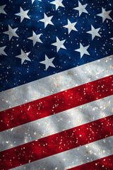 Vertical patriotic USA flag background featuring stars and stripes design, red, white and blue color scheme, ideal graphic for Independence Day, Memorial Day, Veterans Day and national celebration the