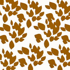 Seamless vector pattern with leopard and giraffe skin texture and autumn leaves