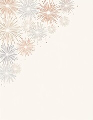 Fireworks Pattern in Muted Orange Gray and White on Neutral Background