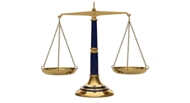 Antique brass balance scales isolated on transparent background - Powered by Adobe