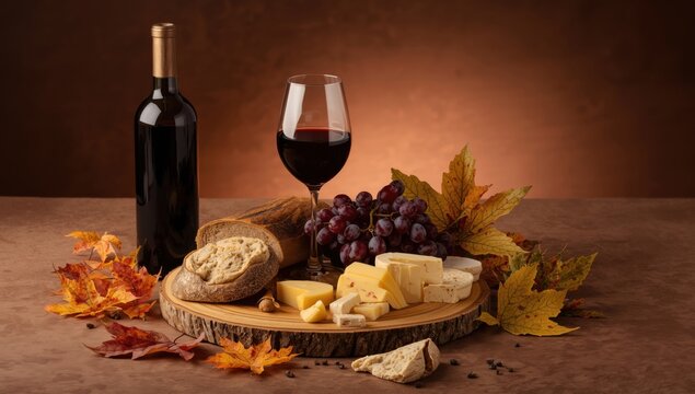 Autumnal Wine and Cheese Pairing with Grapes and Bread