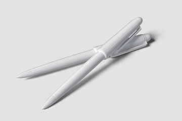 White pen mockup isolated on a grey background, with a clipping path  