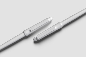 White pen mockup isolated on a grey background, with a clipping path  