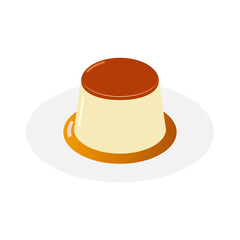 お皿に乗ったプリンのイラスト素材