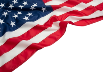 Closeup of the american flag waving in the wind, a symbol of freedom, independence, and national pride isolated on transparent background