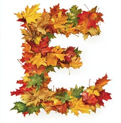 Autumn Leaves Forming Letter E