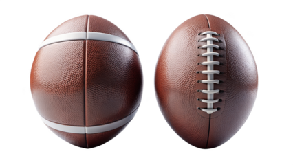 different style American football ball on transparent background