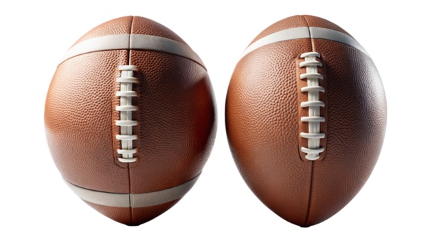 different style American football ball on transparent background