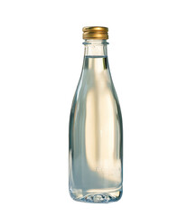 Transparent empty glass bottle on a clean transparent background