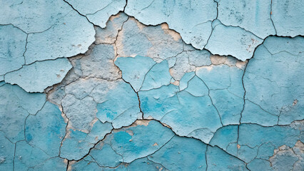 Obraz premium Light blue paint showing layered peeling effect with exposed beige areas creating depth and dimensional texture through natural deterioration processes.