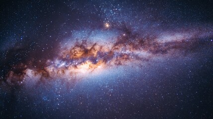 Fototapeta premium Vast expanse of the Milky Way galaxy, streaked with vibrant hues of cosmic dust and light