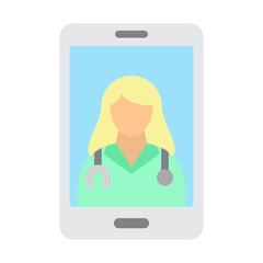 Telehealth Visit Vector Flat Icon Design