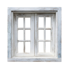 Obraz premium Distressed White Wooden Window, isolated on white background