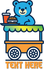 teddy bear with fast food cart