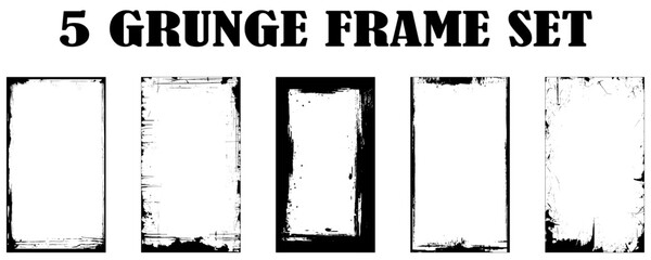 Set of 5 hand drawn grunge frame