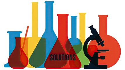 Vibrant laboratory glassware and microscope symbolize scientific discovery and innovative solutions ready for research and development breakthroughs