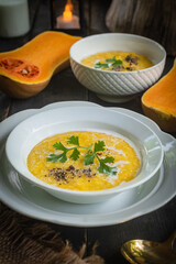 Pumpkin butternut squash cream soup