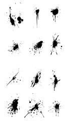 Vector black and white ink splash, blot and brush stroke, design, background. Vector illustration.