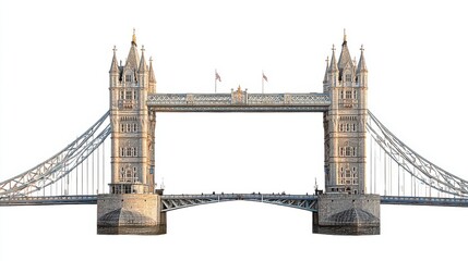 Tower Bridge, an architectural marvel in London, spans the River Thames. Its twin towers rise prominently against a clear sky, symbolizing the city's rich history and engineering prowess.