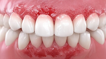 Close-up view of a healthy smile showcasing bright teeth paired with swollen, red gums. This highlights essential aspects of oral hygiene and dental care.