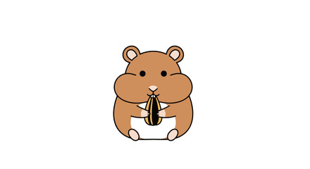 Adorable Hamster Illustration Featuring a Cute Rodent Holding a Sunflower Seed, Perfect for Children's Books and Educational Animal Content