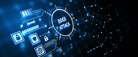 DDoS ATTACK inscription, online attack concept inscription, online security concept. 3d illustration