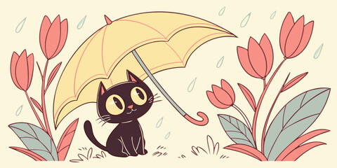 Obraz premium Autumn leaves vector illustration with birds and artistic design