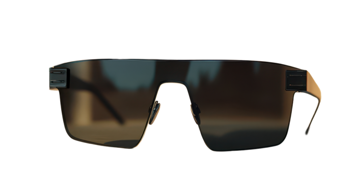 Modern and stylish black sunglasses isolated on transparent background for fashion and accessories