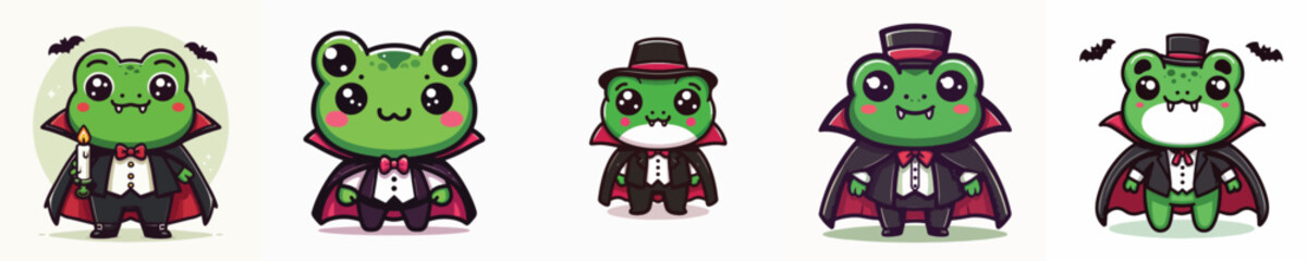 frog vector in Dracula costume