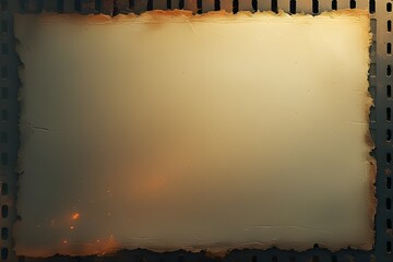 Retro Film Strip Frame with Burned Paper Texture Background for Photography and Design