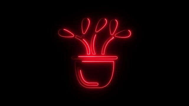 Neon Golf Clubs in a Bag Red Glowing Outline on Black Background Sports Equipment Symbol golf bag 4k video