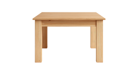 Light-colored wooden square table with simple legs